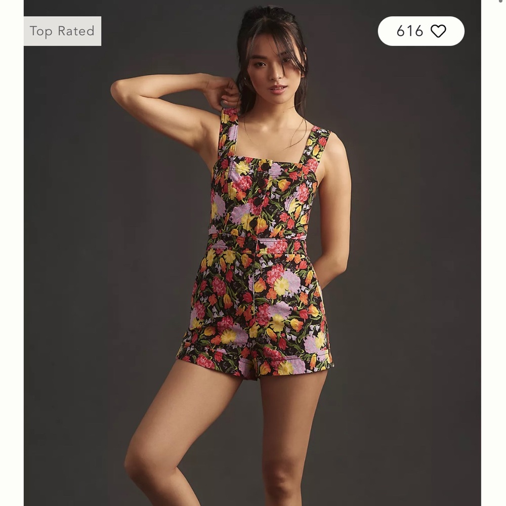 The Yukiko Noritake Portside
Button-Front Romper by Maeve NWOT